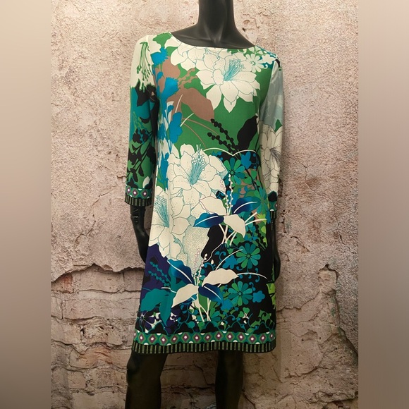 London Times Multi Print Artist Stretch Dress - Picture 1 of 7